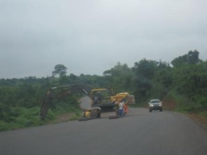 CHICO Workers on the newly paved road
